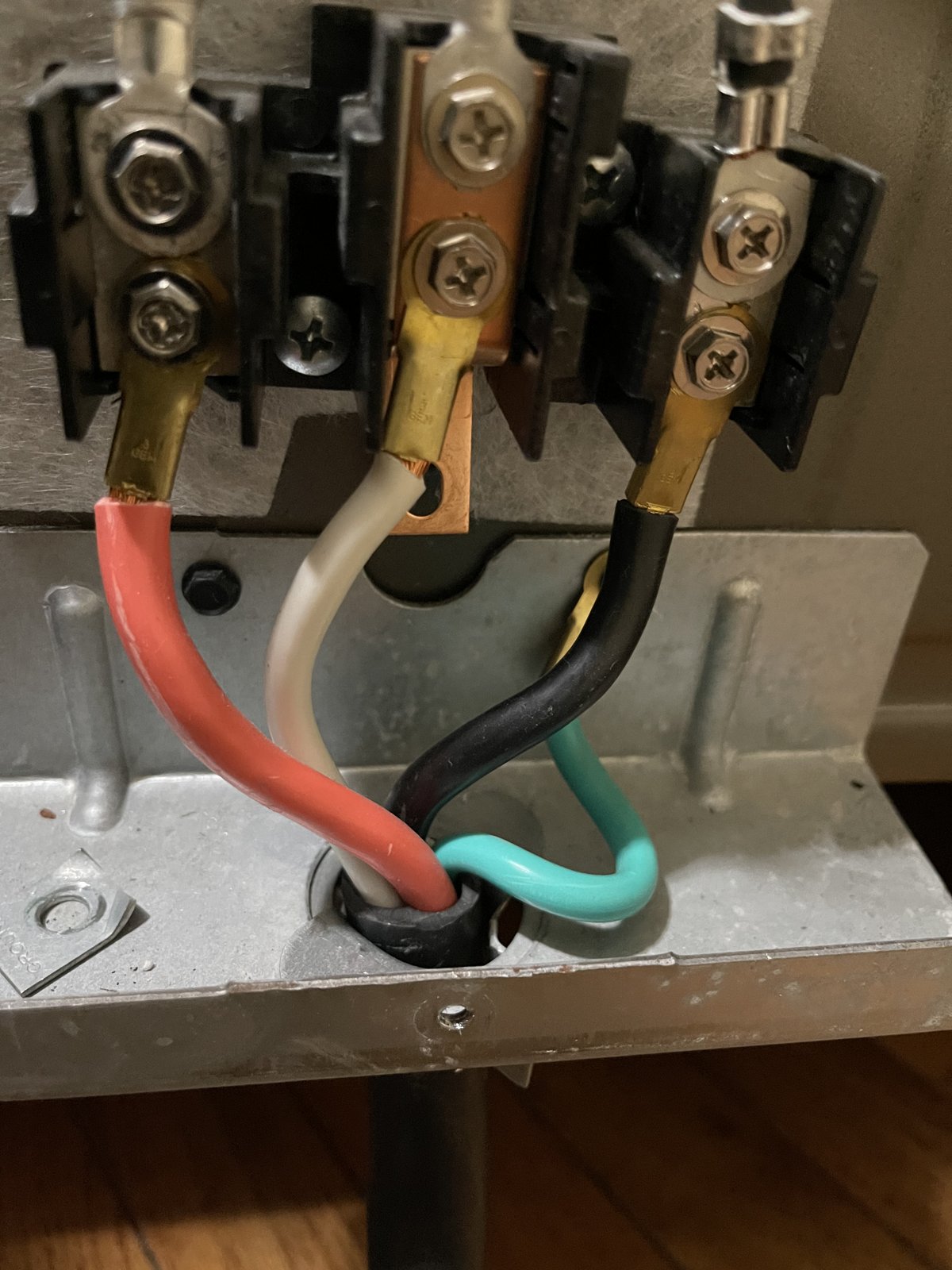 Close-up of electrical terminations