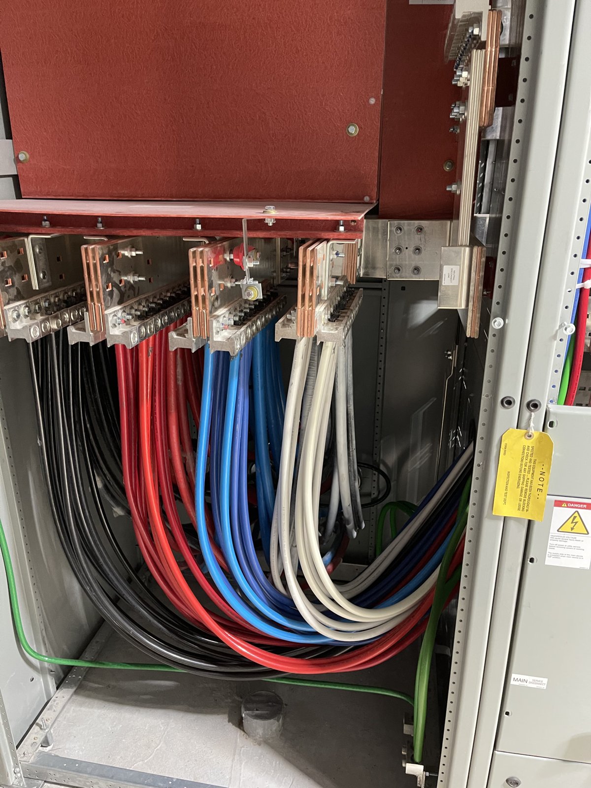 Feeder wiring at an electrical cabinet