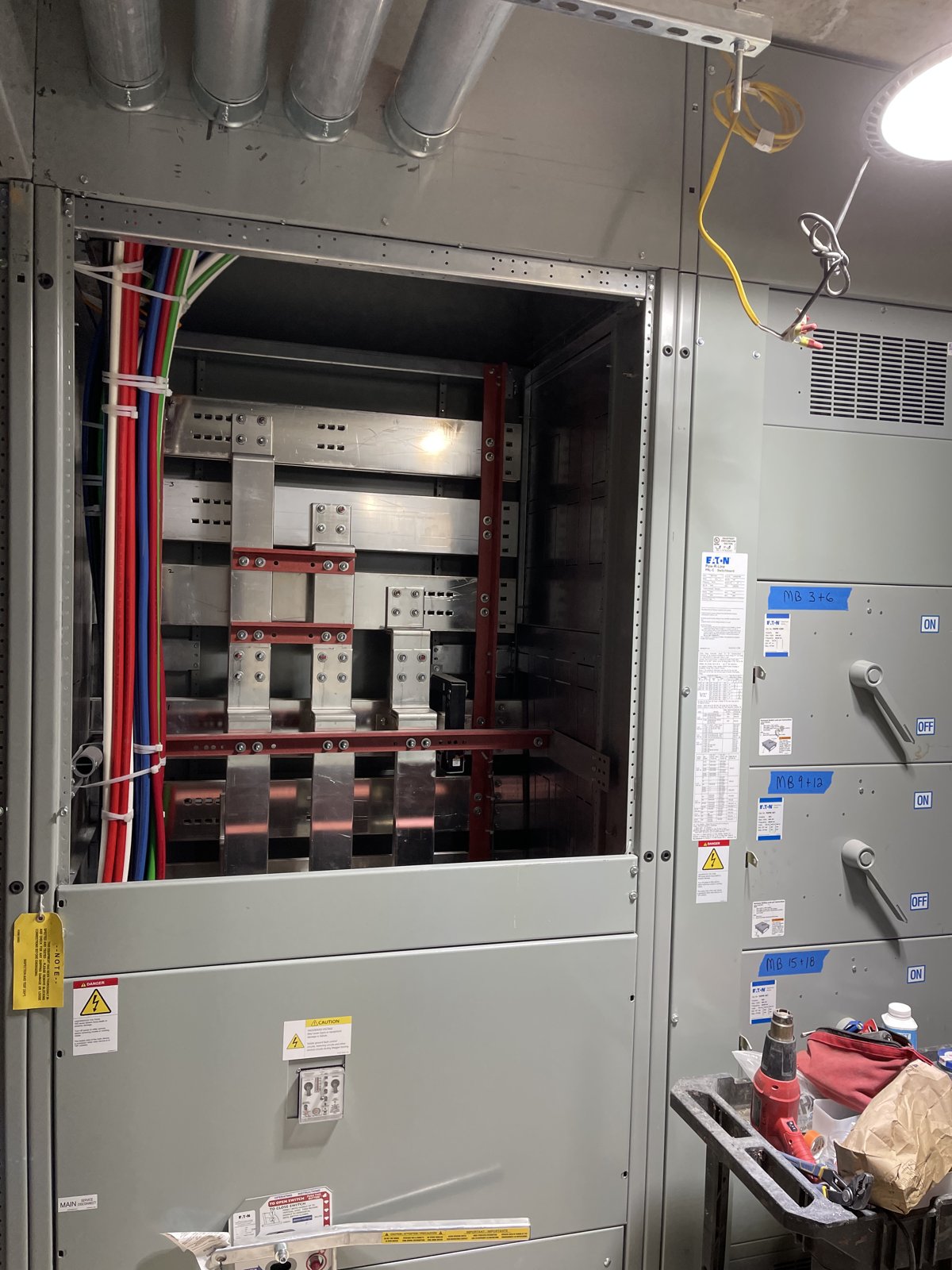 Open electrical distribution panel