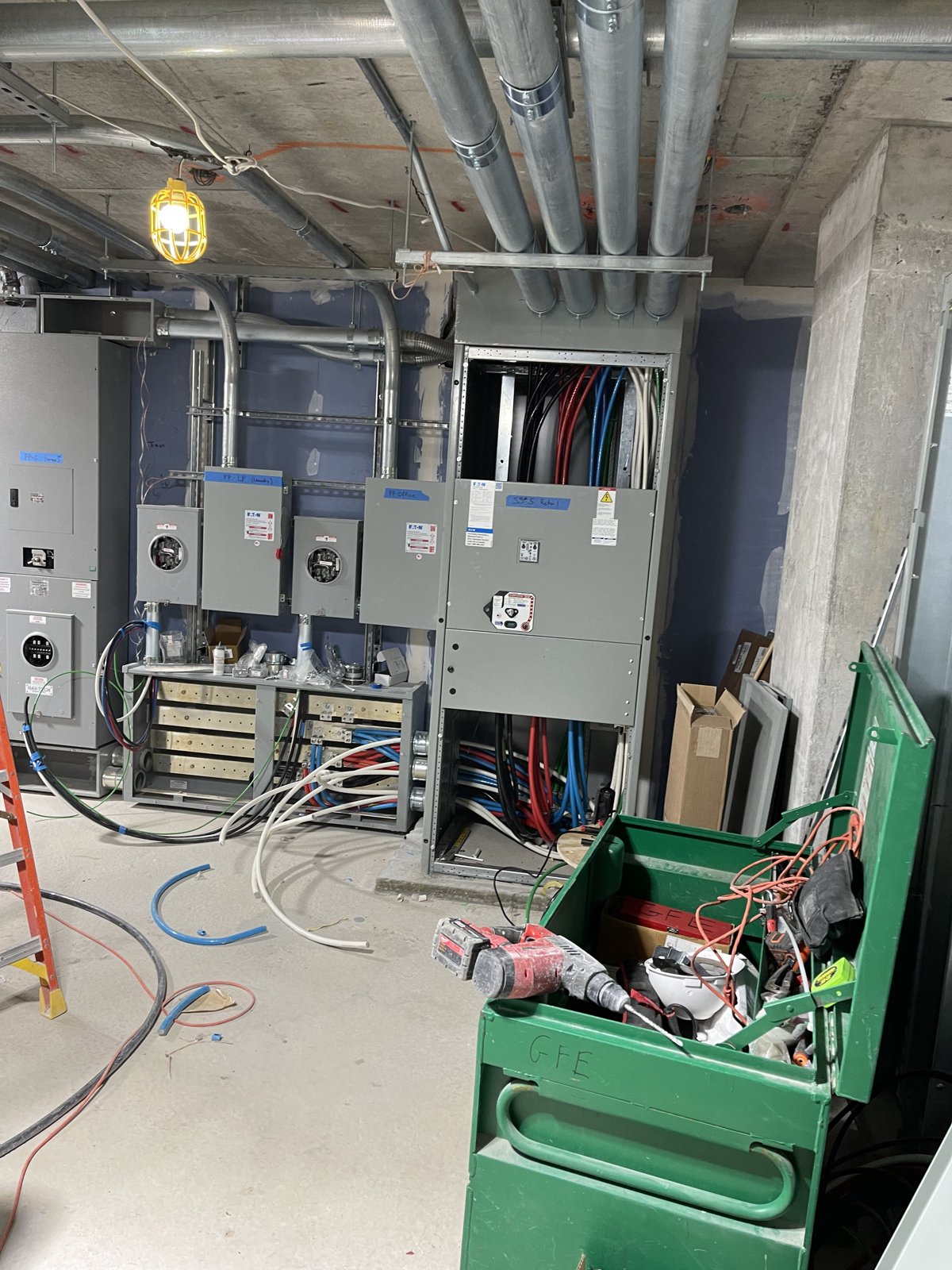 Distribution equipment in an electrical room